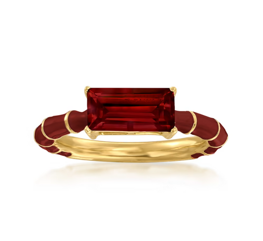 1.70 ctw Garnet and Red Enamel Ring in 18kt Gold Over Sterling