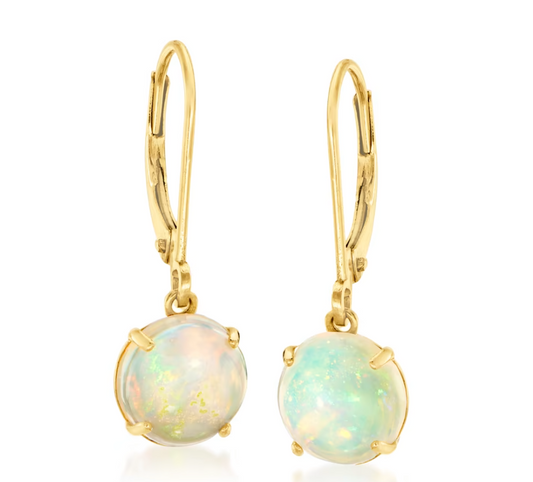 Opal Drop Earrings in 14kt Yellow Gold
