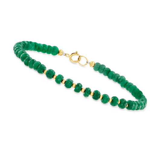 20.00 ctw Emerald Bead Bracelet in 10kt Yellow Gold