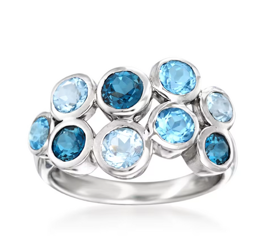 2.50 ctw Tonal Blue Topaz Bubble Ring in Sterling Silver