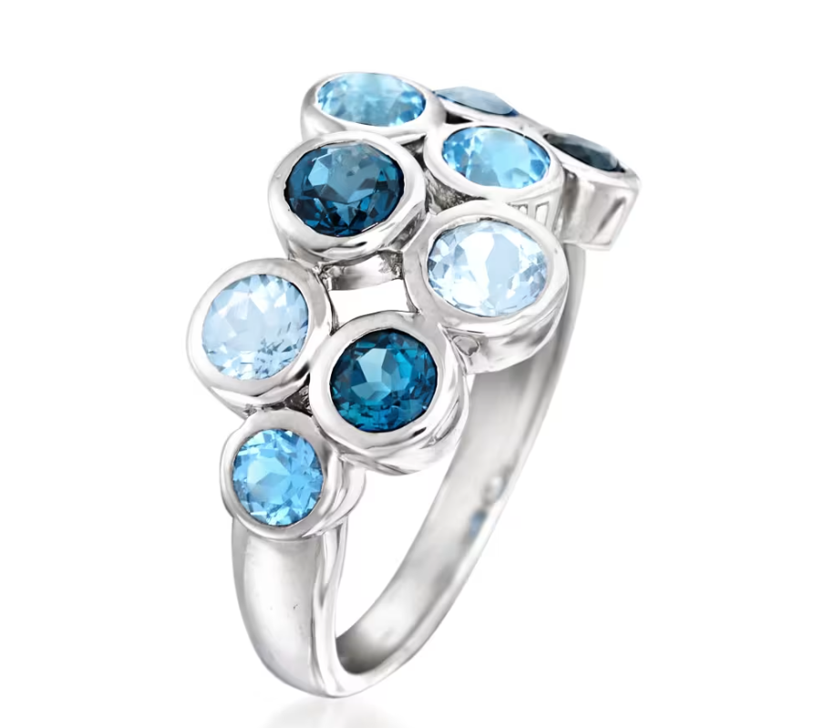 2.50 ctw Tonal Blue Topaz Bubble Ring in Sterling Silver