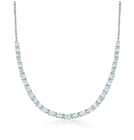 8.80 ctw Aquamarine Graduated Necklace in Sterling Silver