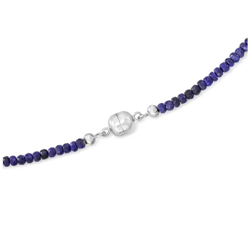 80.00 ctw Sapphire Bead Necklace with Sterling Silver