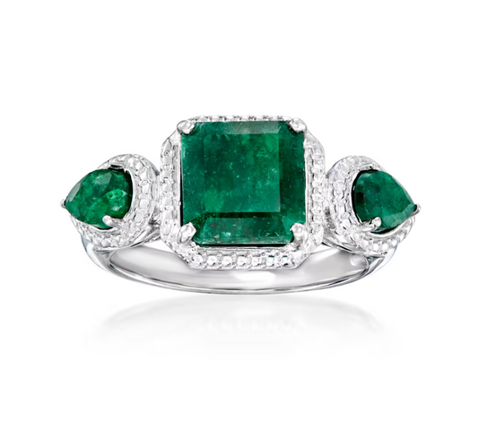 2.50 ctw Emerald Ring in Sterling Silver