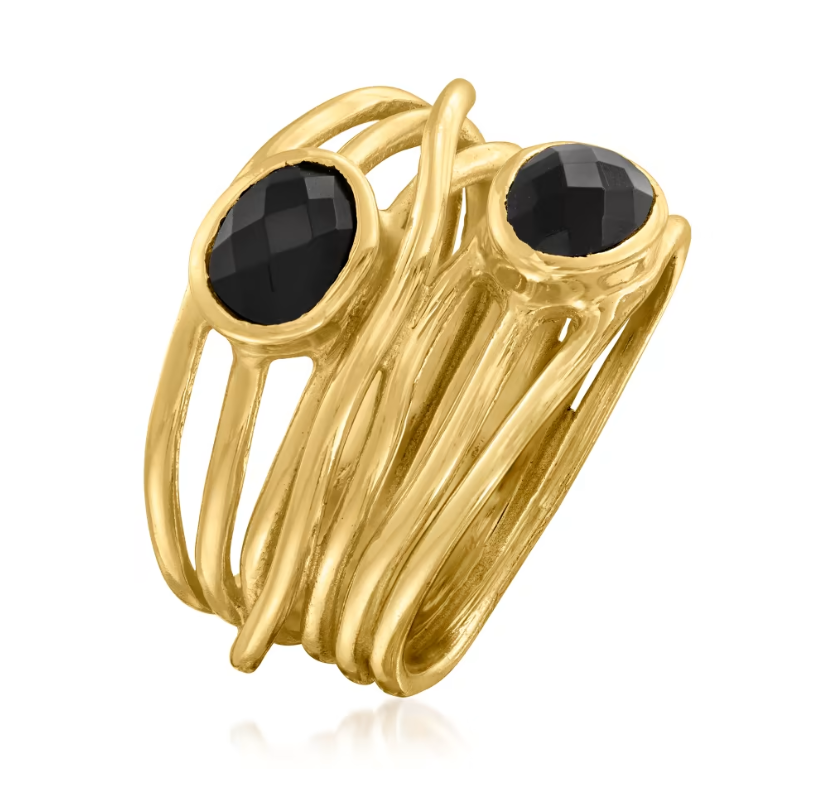 Black Onyx Highway Ring in 18kt Gold Over Sterling