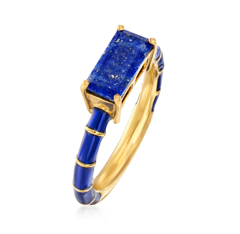 Lapis and Dark Blue Enamel Ring in 18kt Gold Over Sterling