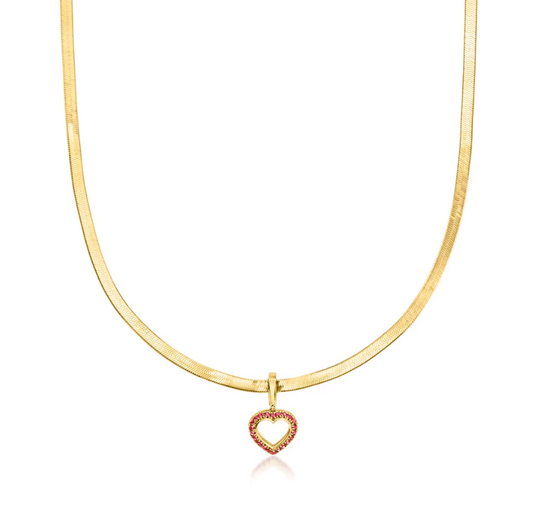.20 ctw Ruby Heart Pendant Necklace in 18kt Gold Over Sterling. 18"