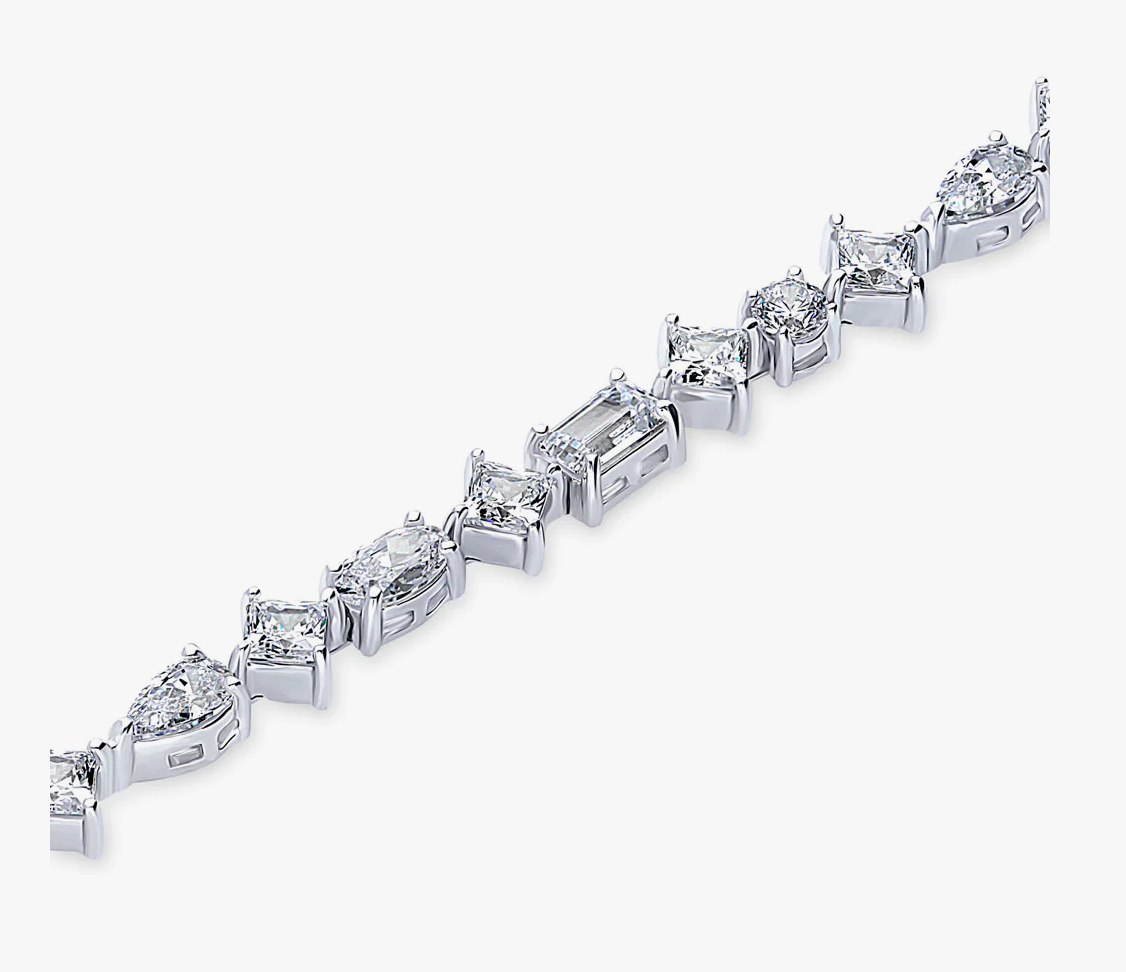 Cluster CZ Statement Tennis Bracelet in Sterling Silver