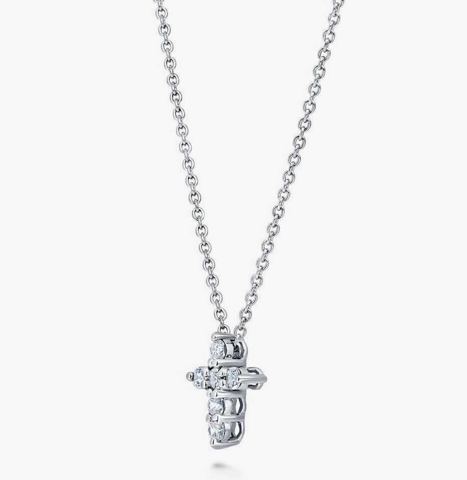 Cross CZ Pendant Necklace in Sterling Silver