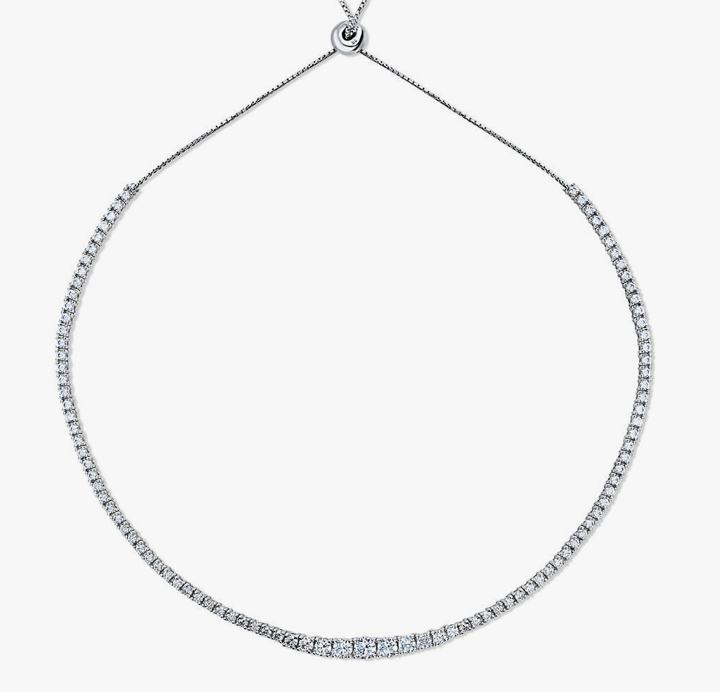 Graduated Baguette CZ Tennis Necklace in Sterling Silver, 2 Piece
