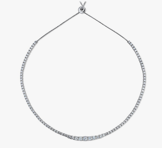 Graduated CZ Statement Tennis Necklace in Sterling Silver