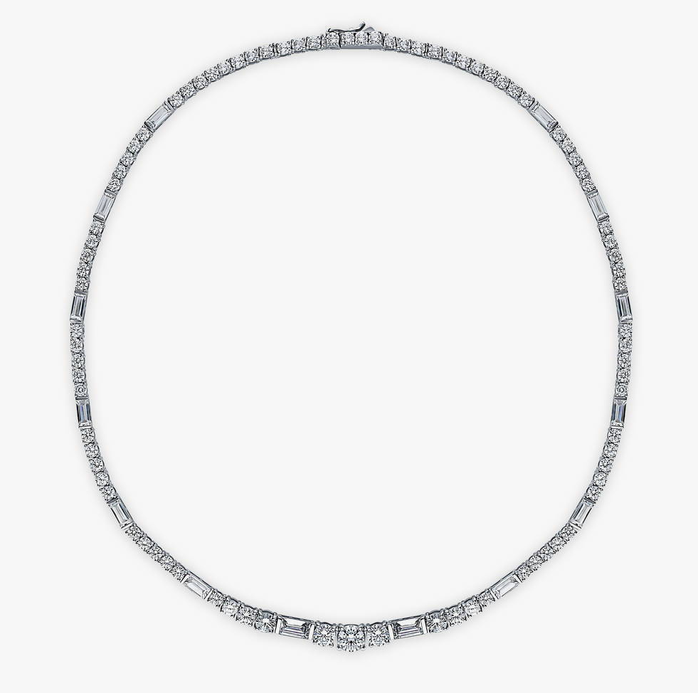 Art Deco CZ Statement Tennis Necklace in Sterling Silver