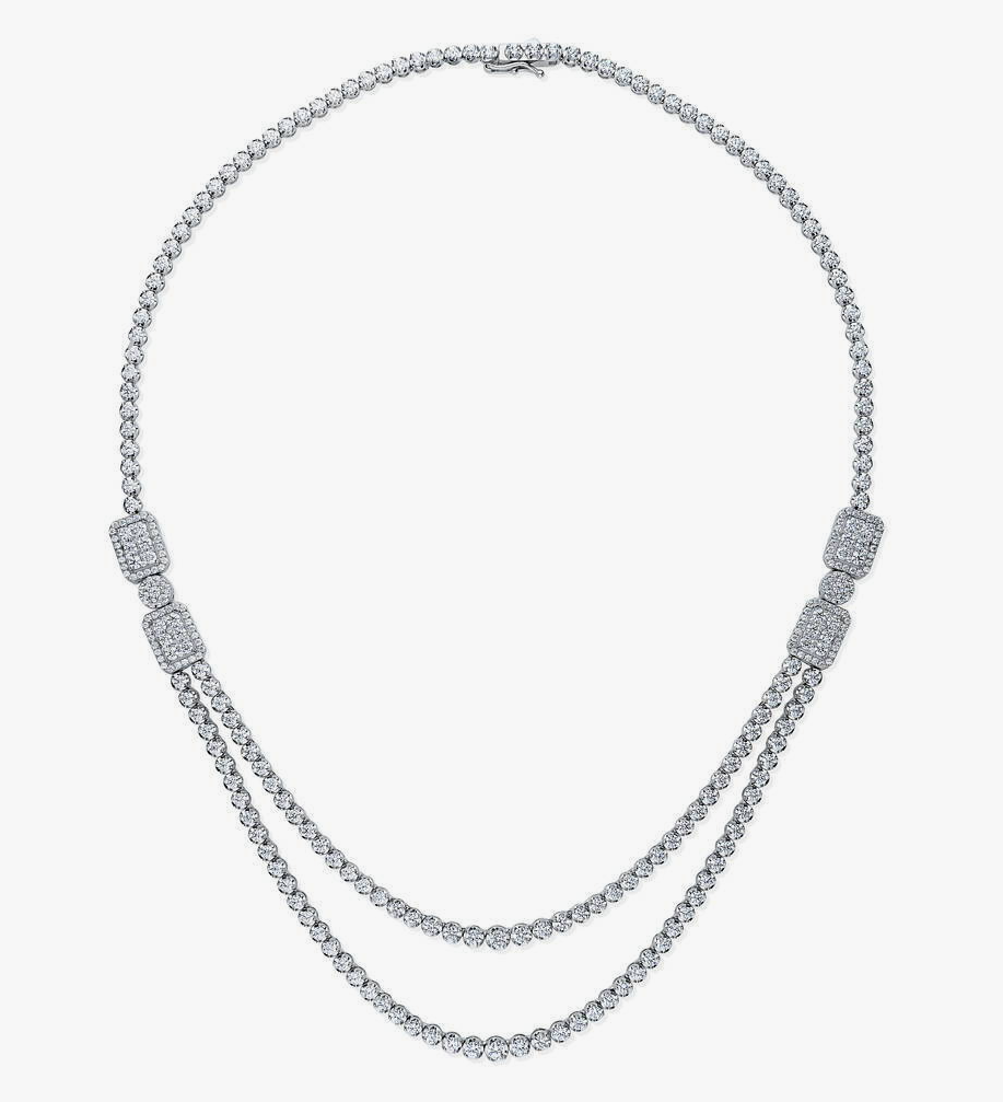 Art Deco CZ Statement Tennis Necklace in Sterling Silver
