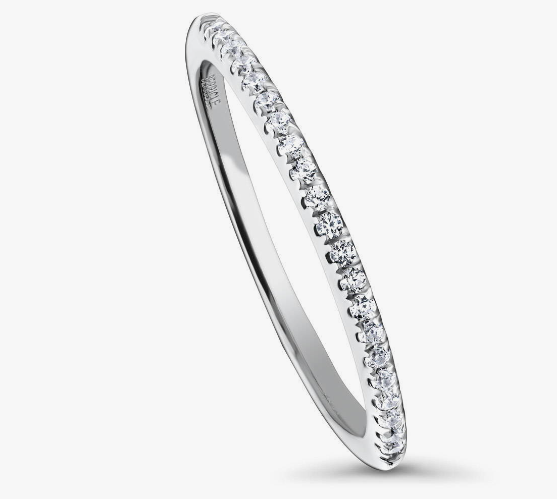 Micro Pave Set CZ Half Eternity Ring in Sterling Silver