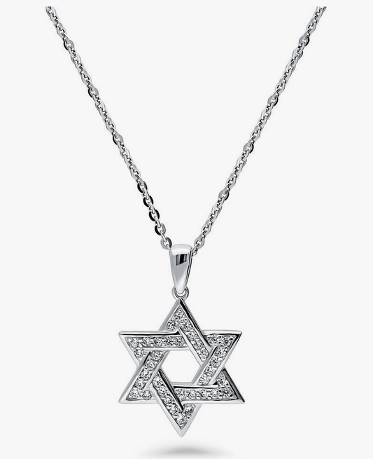 Star of David CZ Pendant Necklace in Sterling Silver