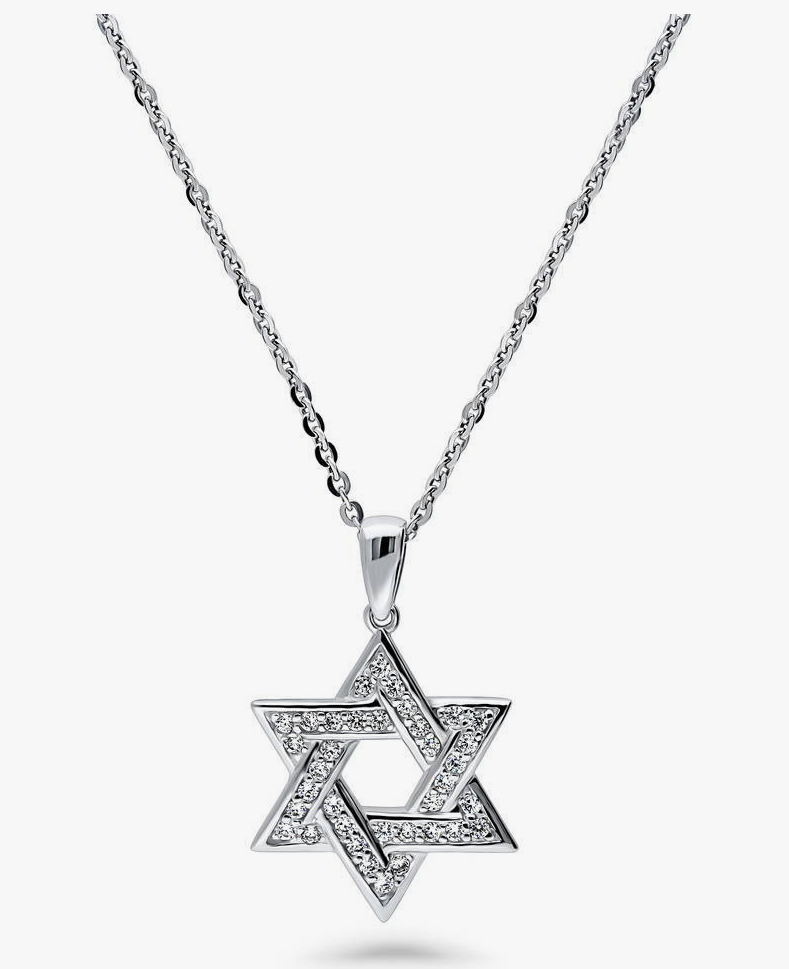 Star of David CZ Pendant Necklace in Sterling Silver