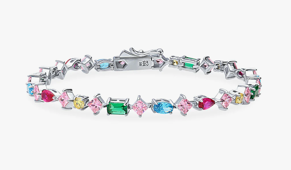 Cluster CZ Statement Tennis Bracelet in Sterling Silver