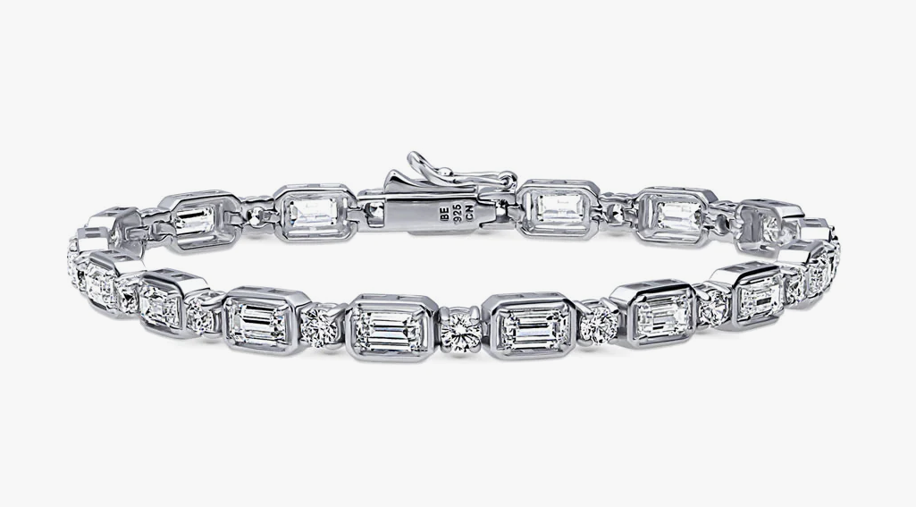 Art Deco CZ Statement Tennis Bracelet in Sterling Silver