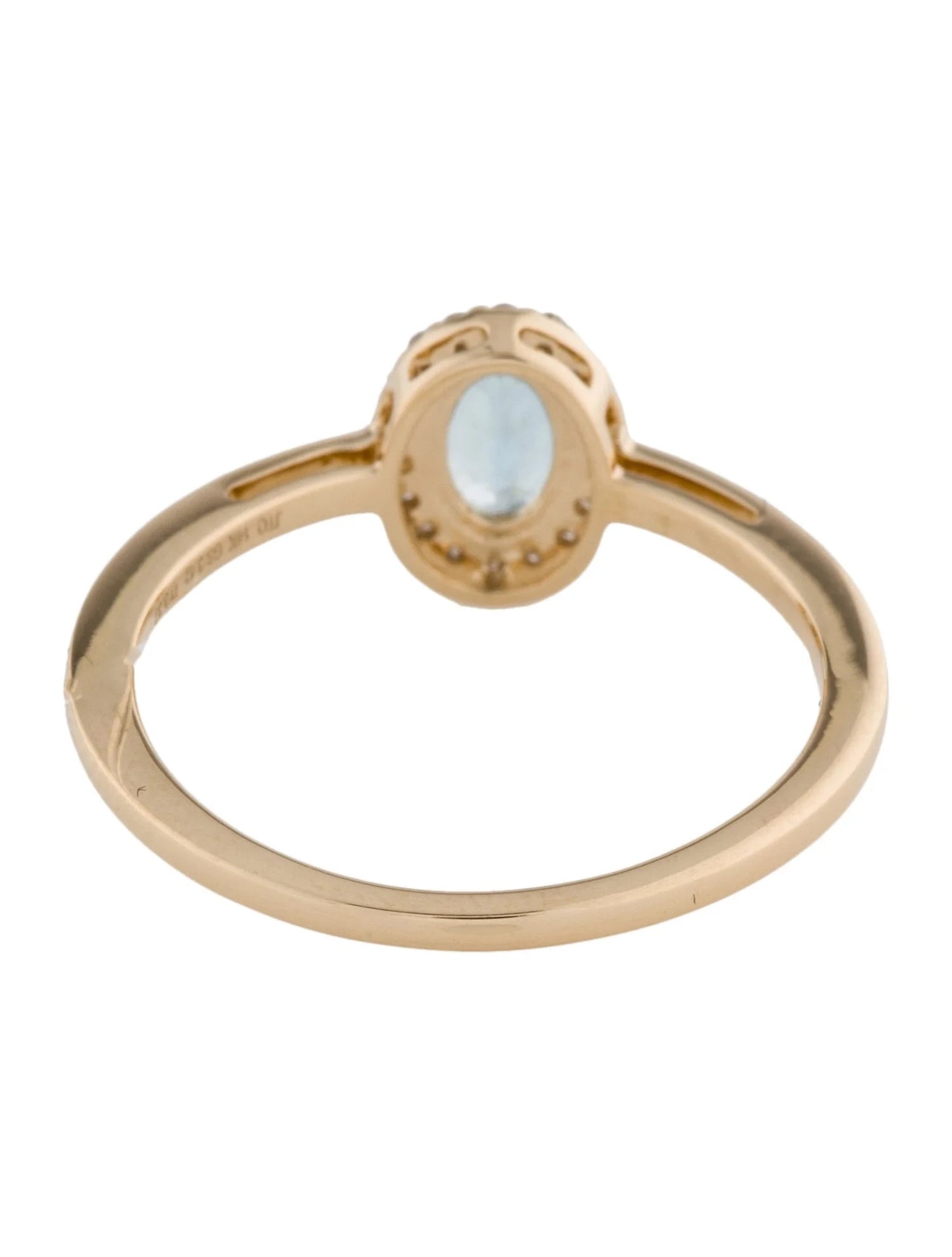 14K Aquamarine & Diamond Cocktail Ring