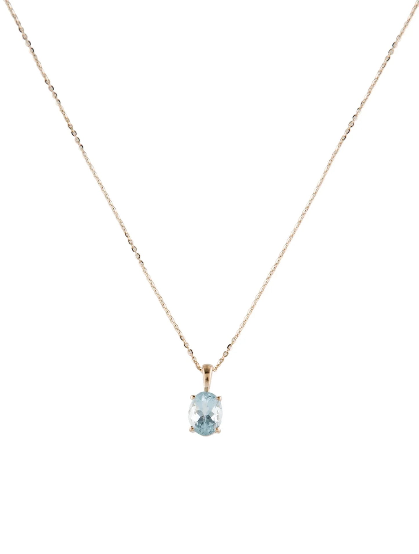 14K Aquamarine Pendant Necklace