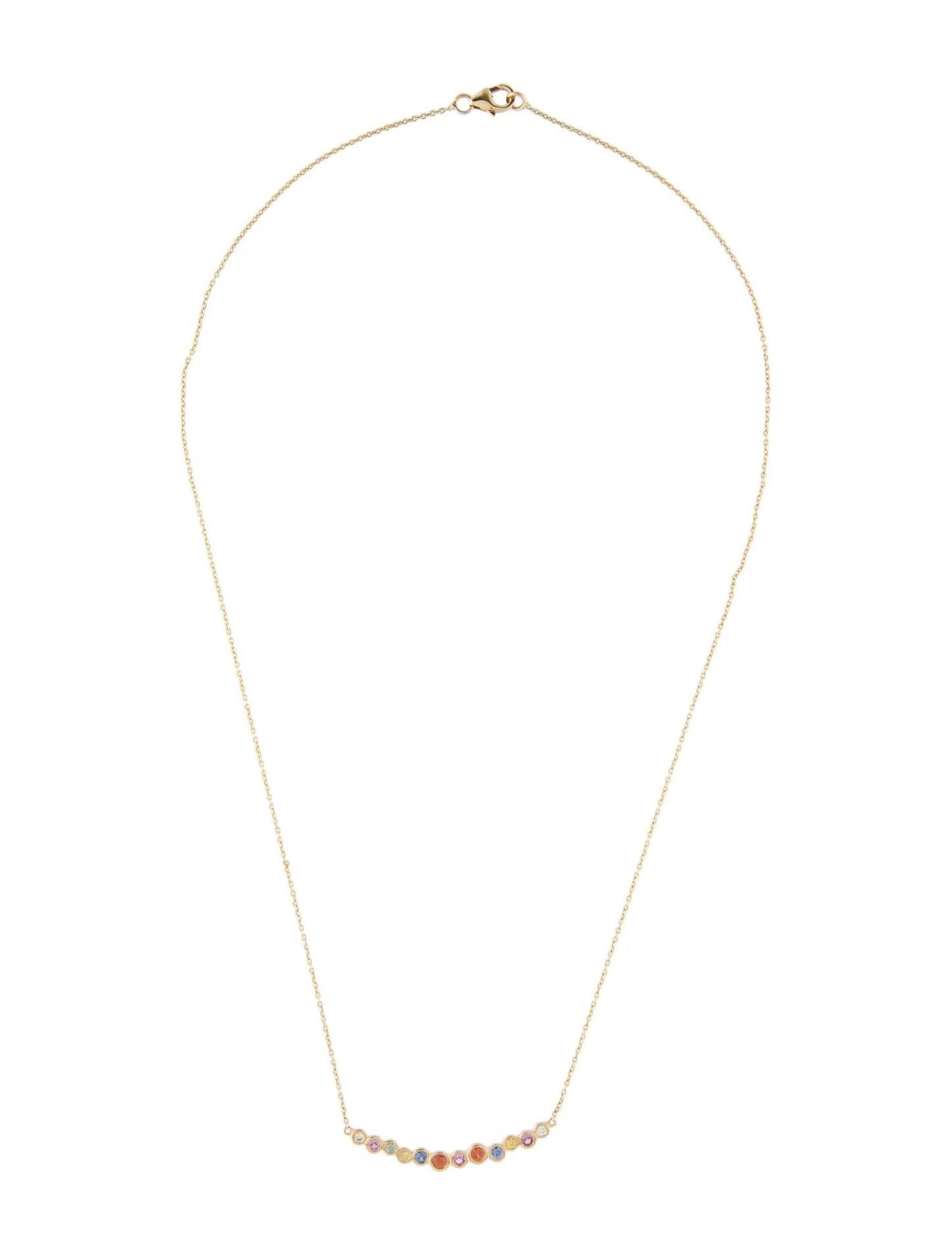 14K Sapphire & Diamond Curved Bar Pendant Necklace