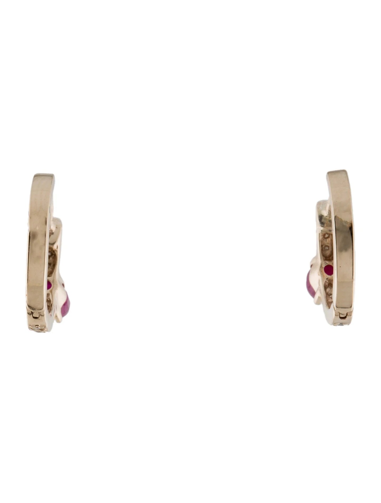 14K Ruby & Diamond Huggies