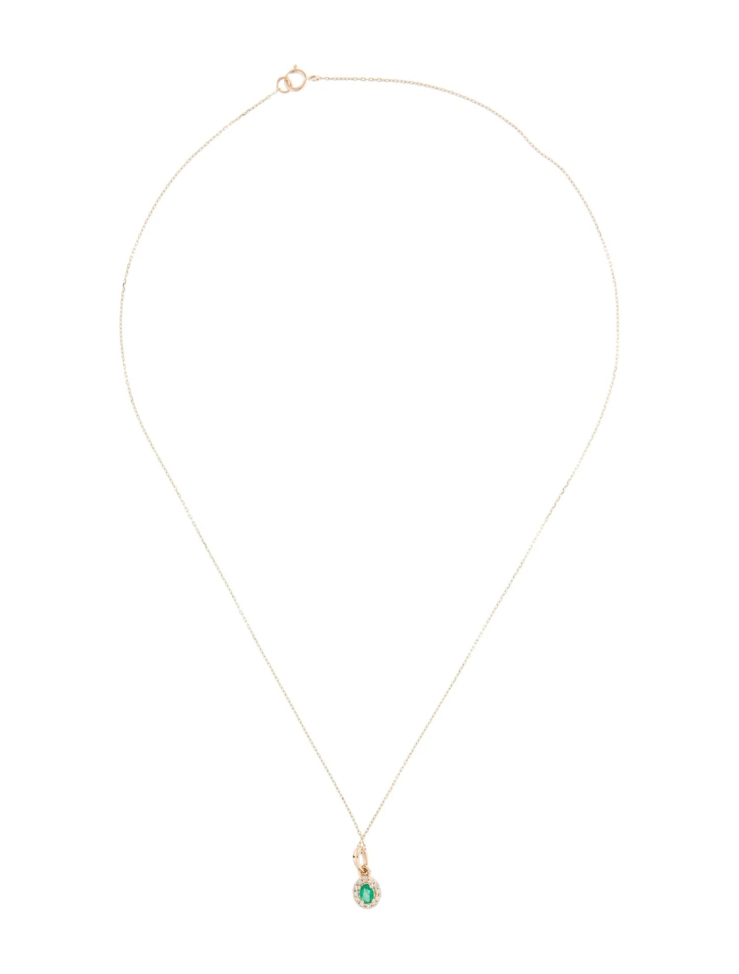 14K Emerald & Diamond Pendant Necklace