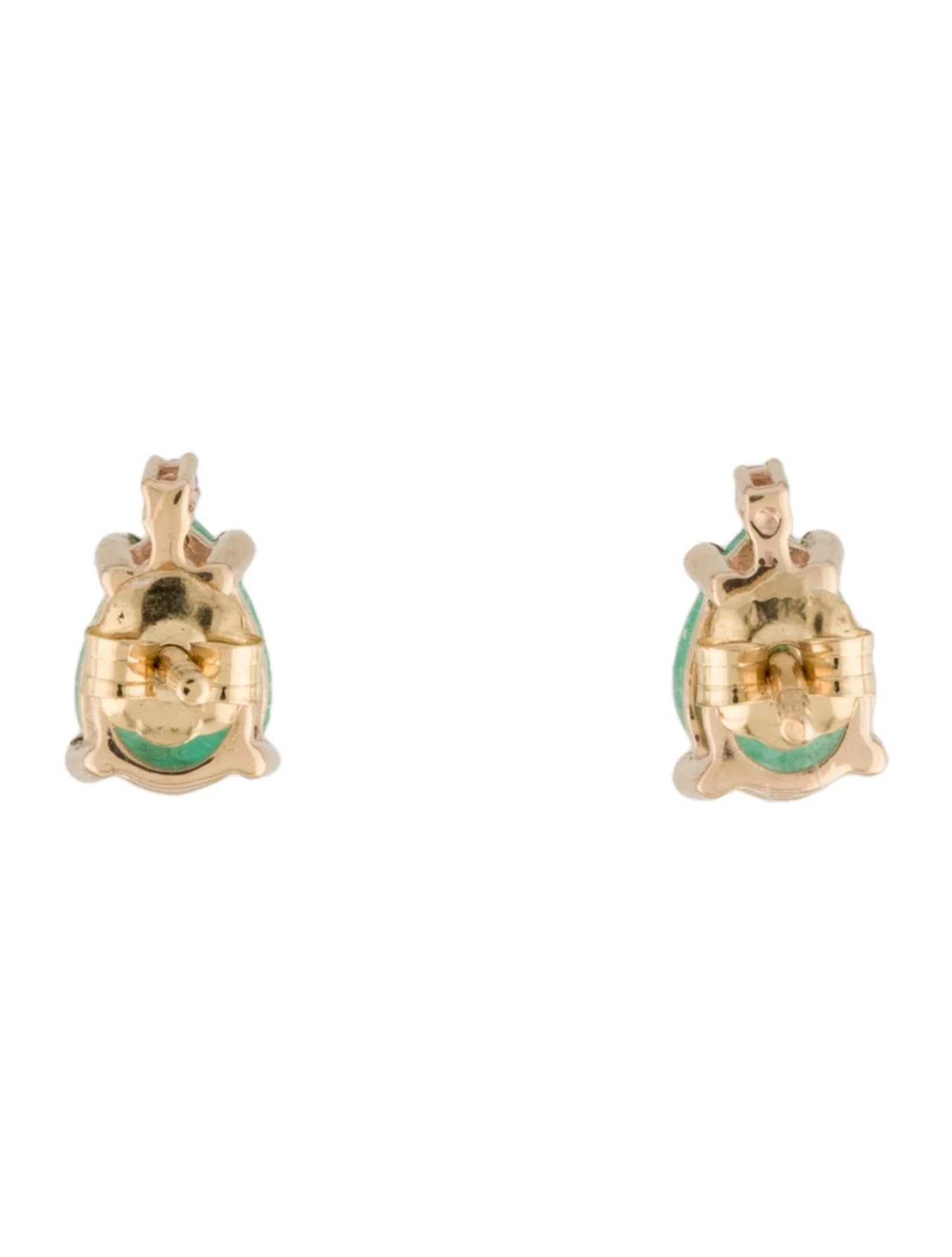14K 1.40ctw Emerald & Diamond Stud Earrings