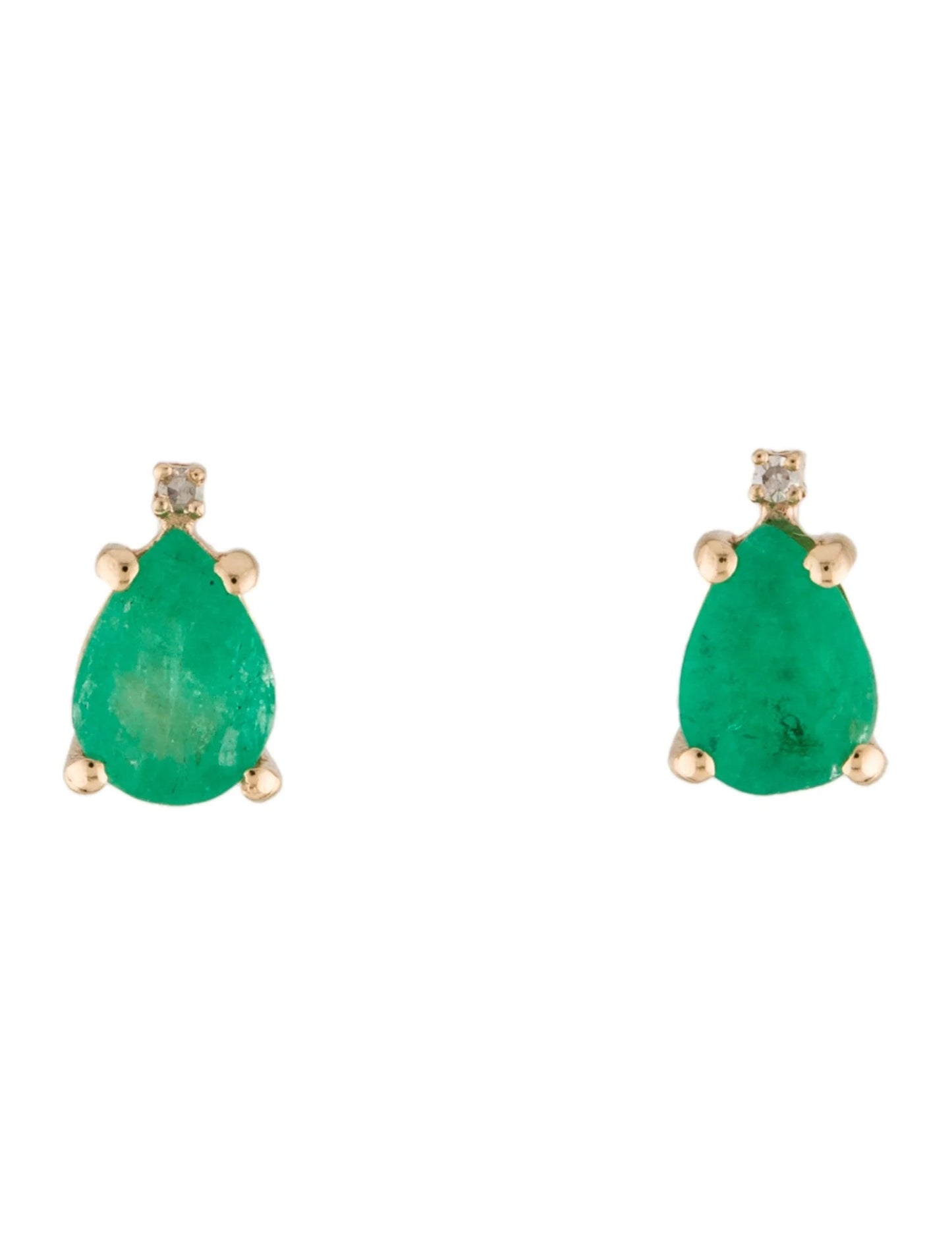 14K 1.40ctw Emerald & Diamond Stud Earrings