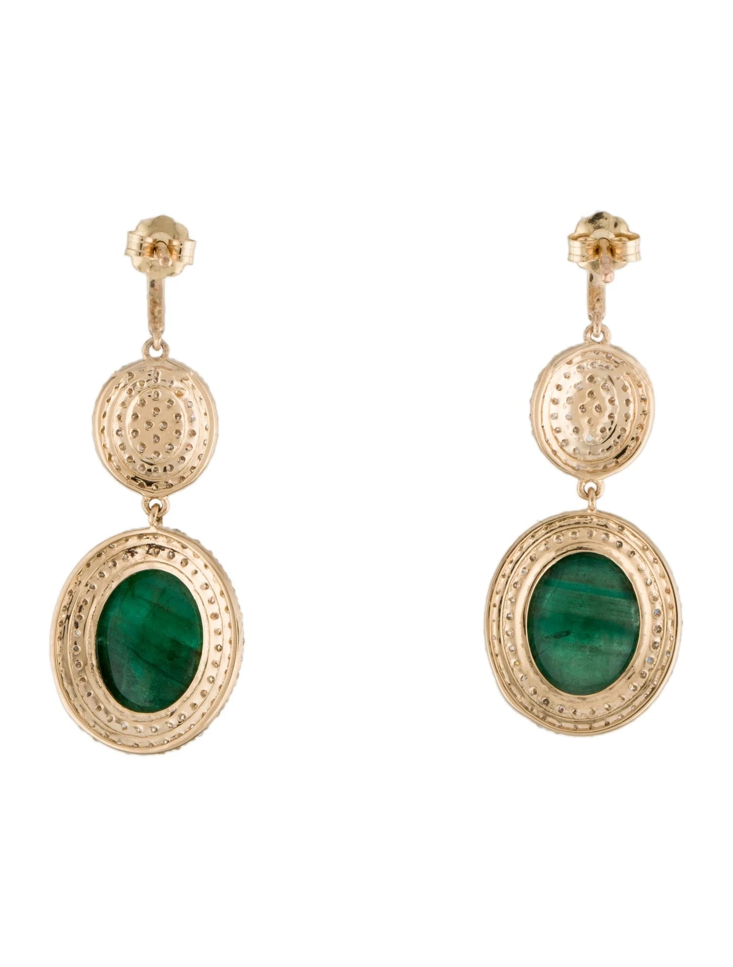 14K 10.99ctw Emerald & Diamond Drop Earrings