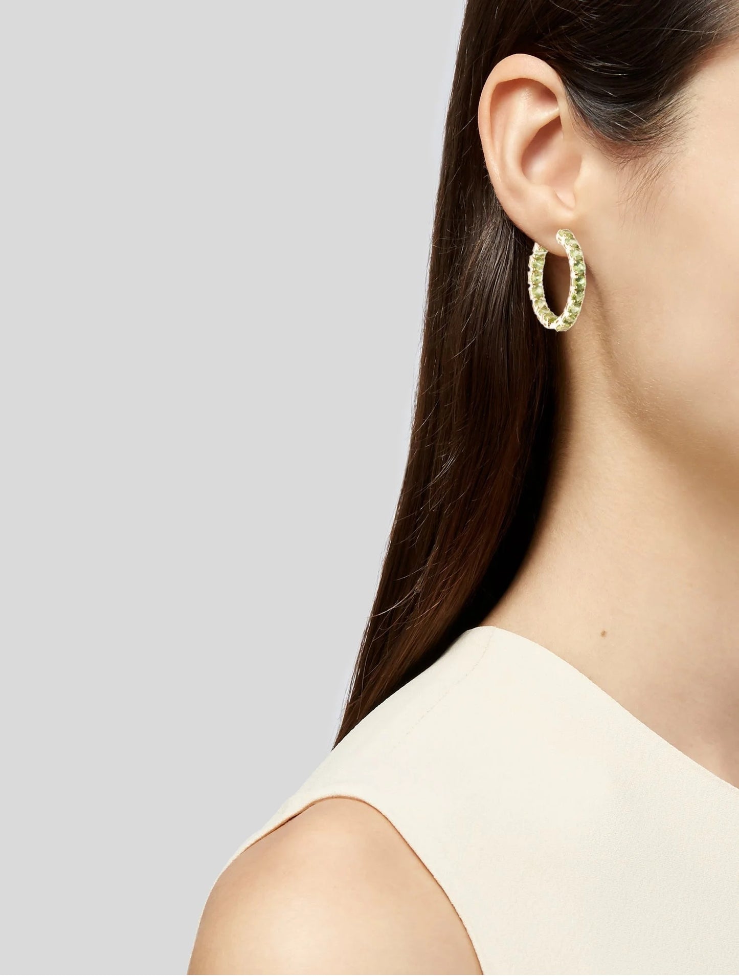 14K 6.53ctw Peridot Inside-Out Hoop Earrings