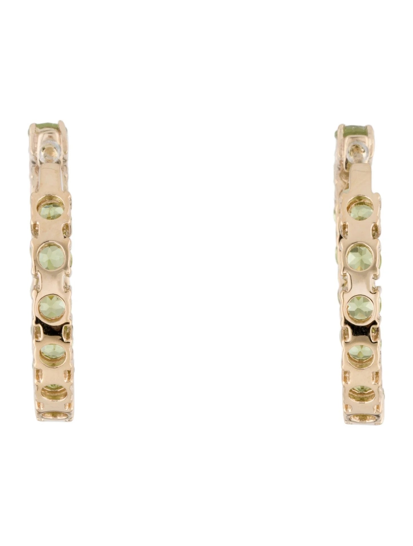 14K 6.53ctw Peridot Inside-Out Hoop Earrings