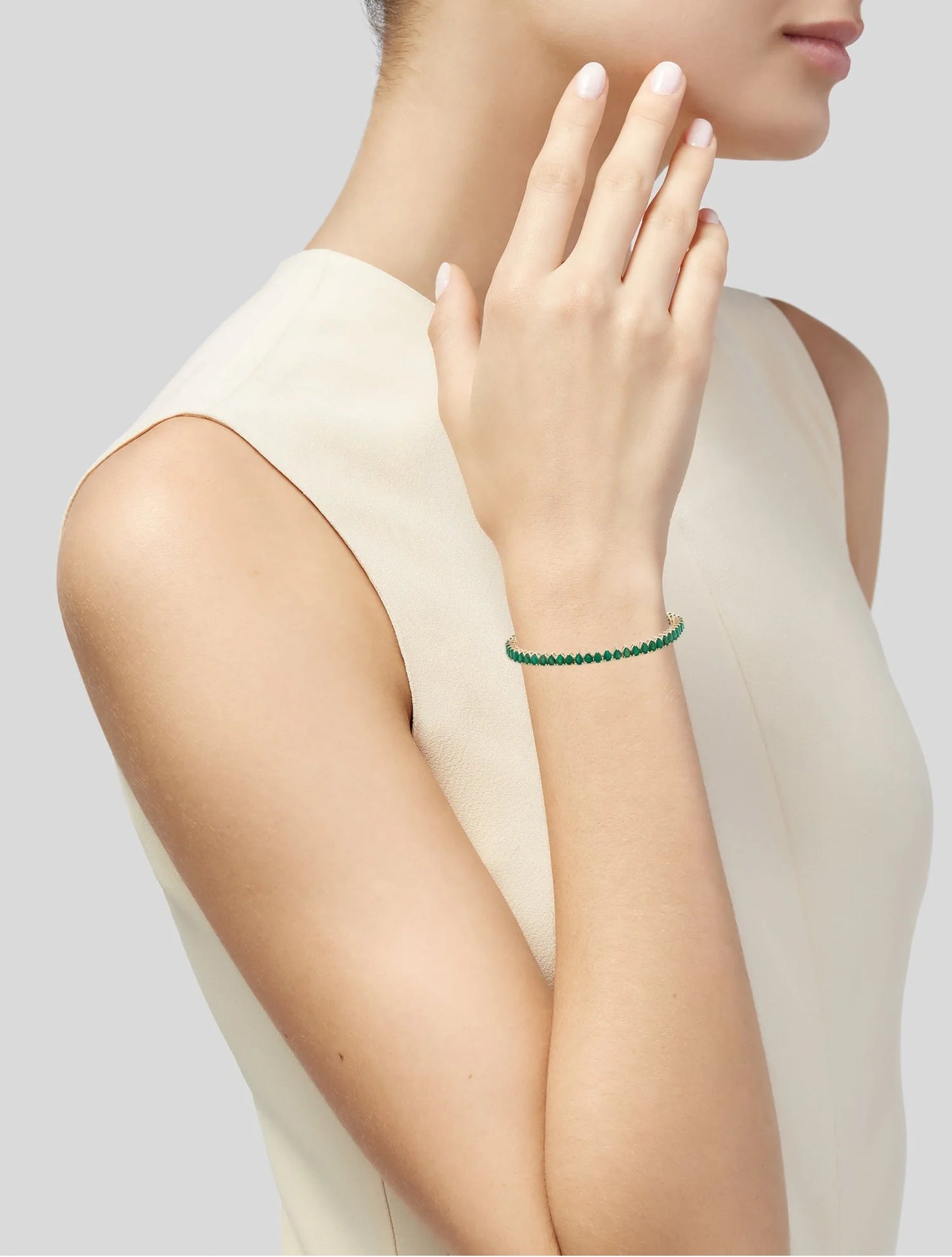 14K 6.04ctw Emerald Link Bracelet