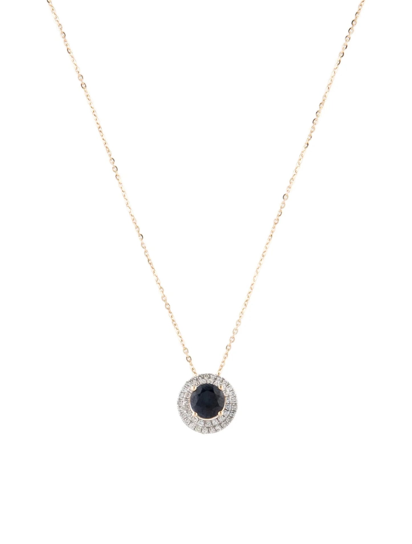14K Sapphire & Diamond Pendant Necklace