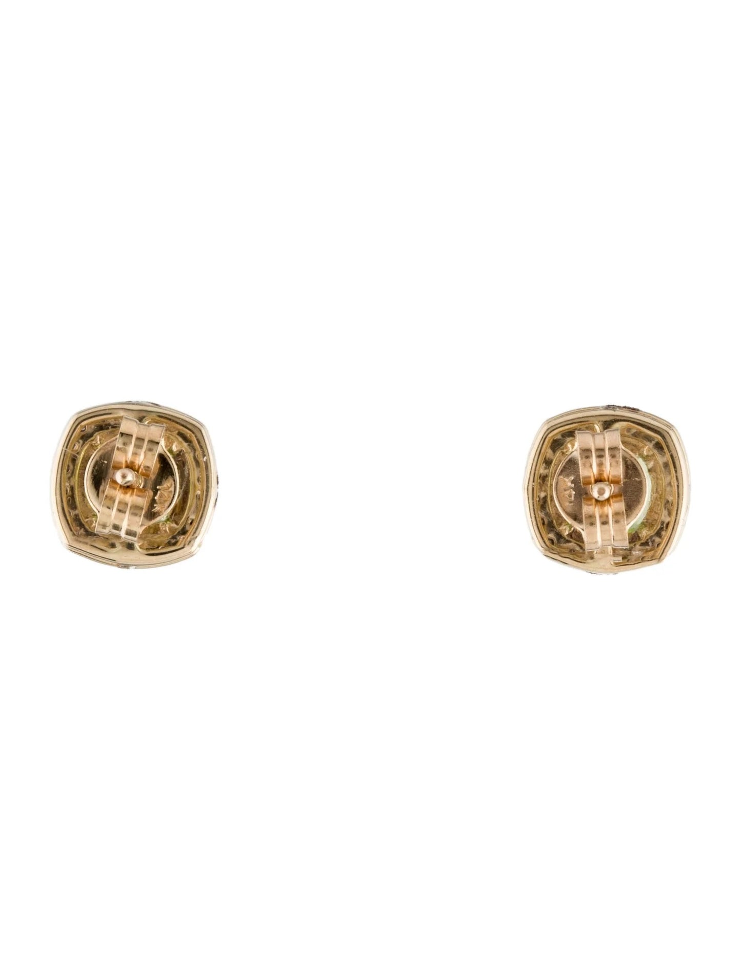 14K Peridot & Diamond Stud Earrings