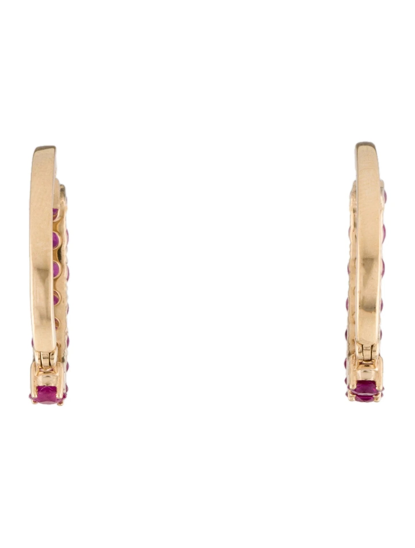 14K Ruby Hoop Earrings