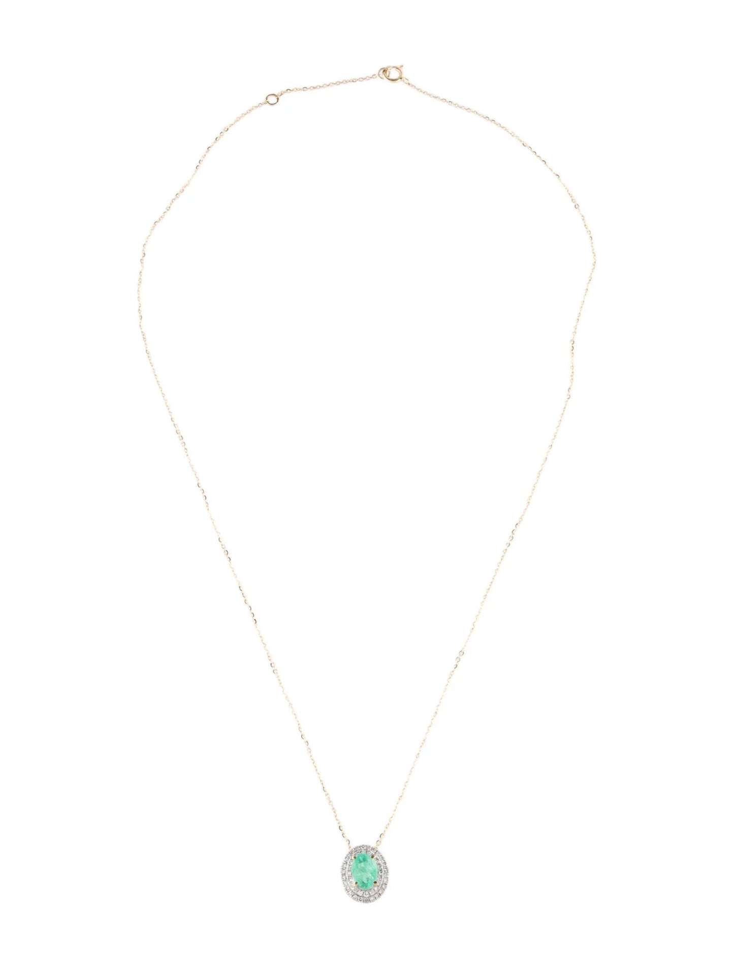 14K Emerald & Diamond Pendant Necklace