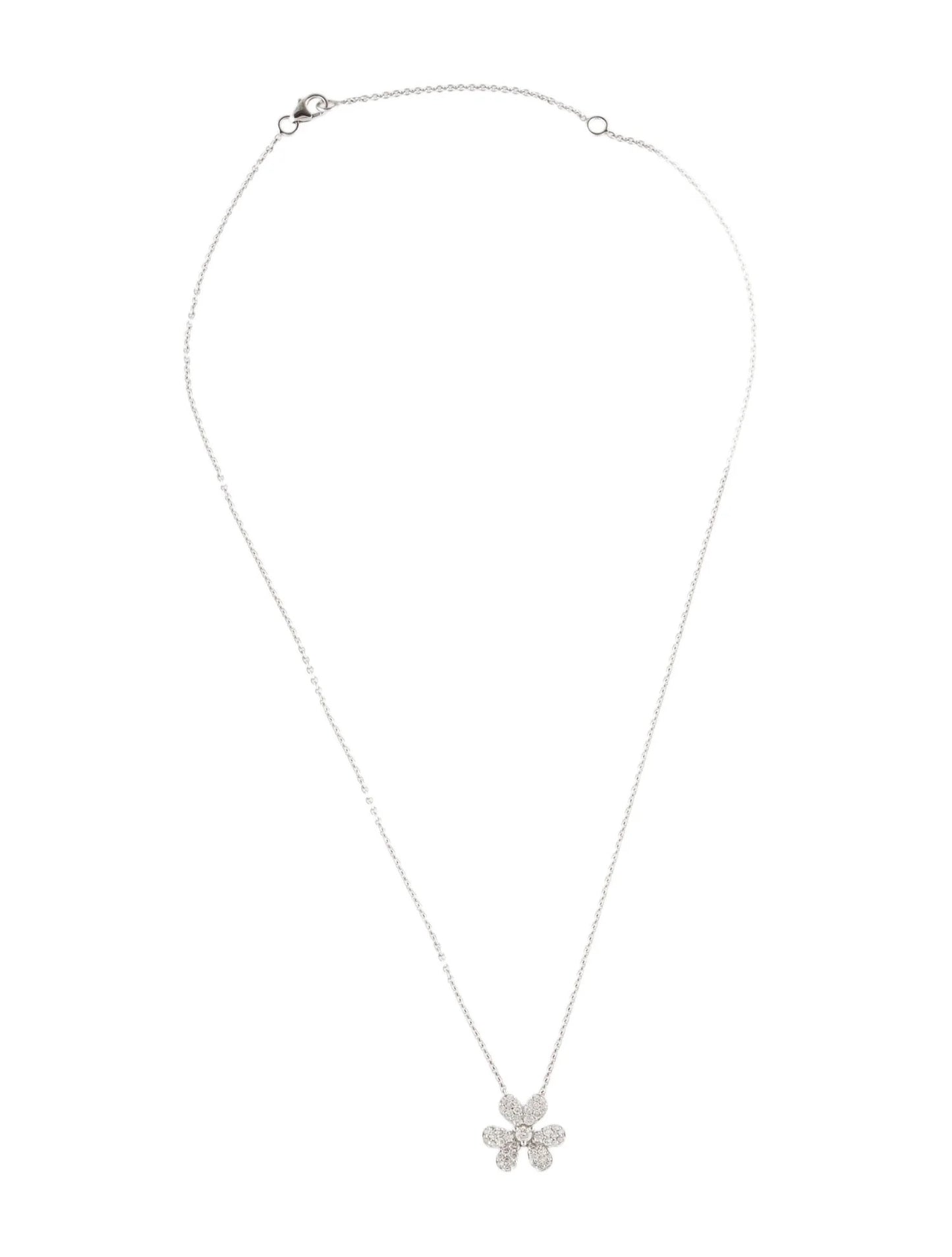18K Diamond Floral Pendant Necklace