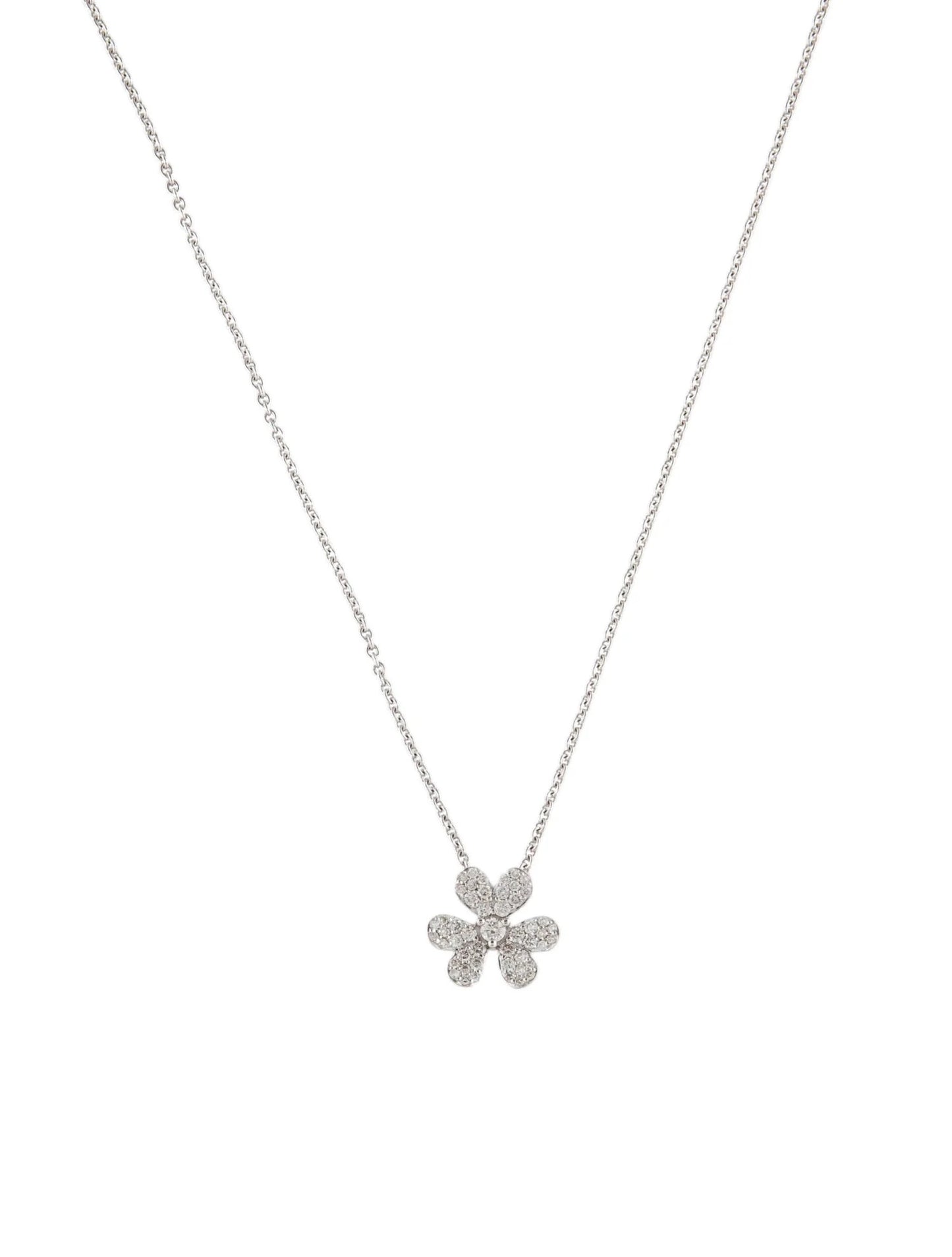 18K Diamond Floral Pendant Necklace