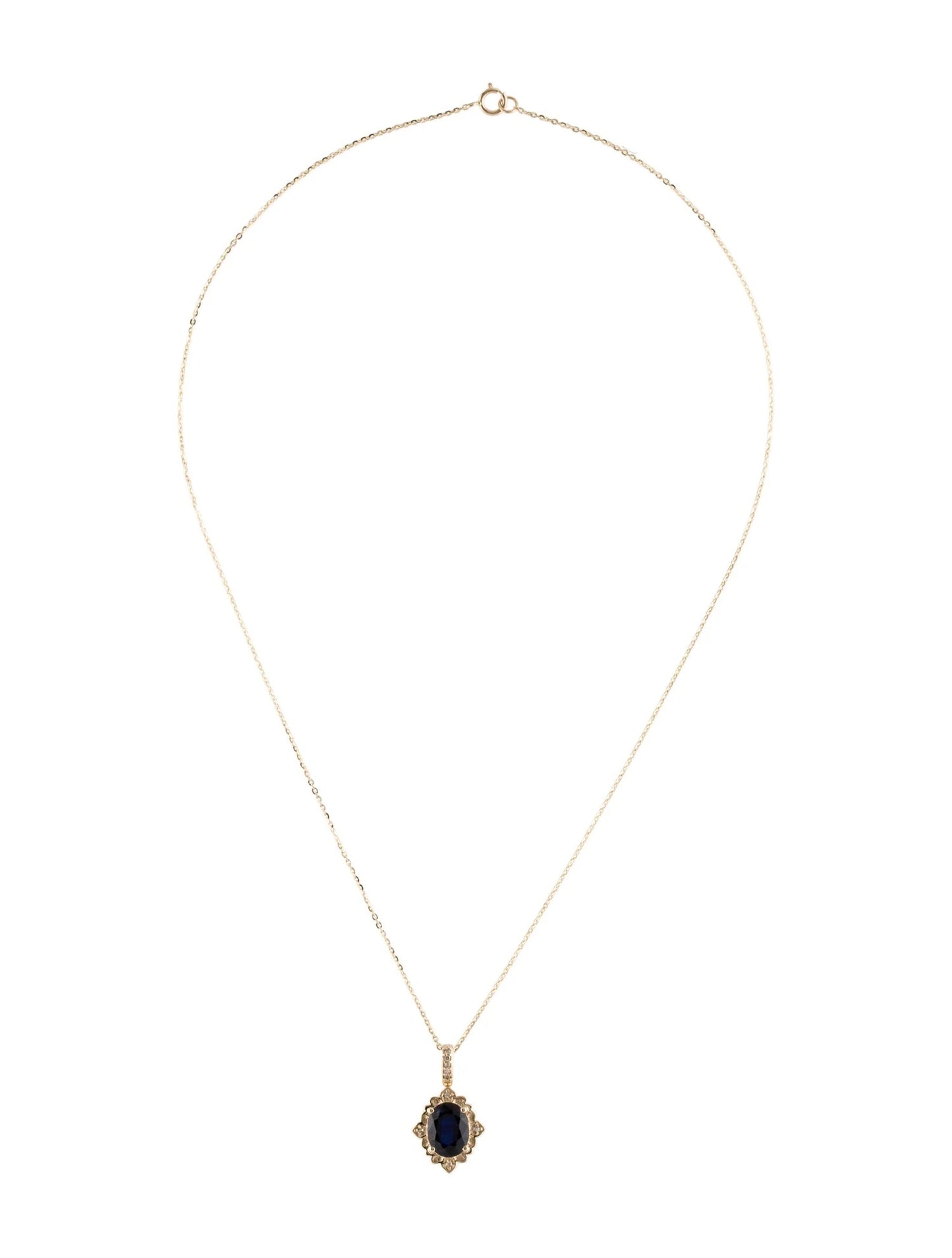 14K Sapphire & Diamond Pendant Necklace