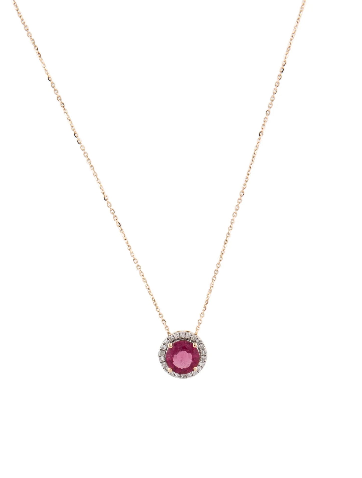 14K 1.09ct Tourmaline & Diamond Pendant Necklace