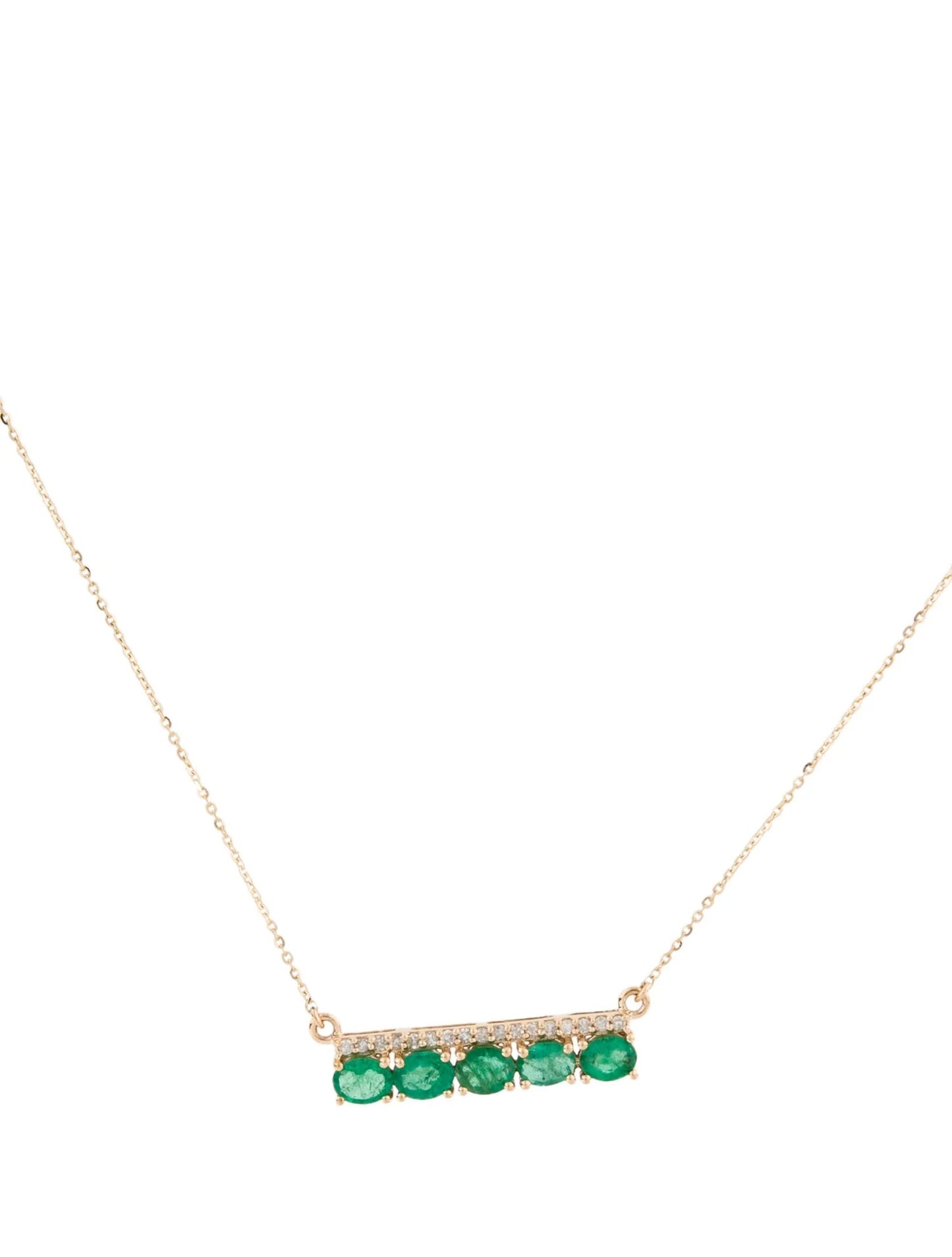 14K Emerald & Diamond Bar Pendant