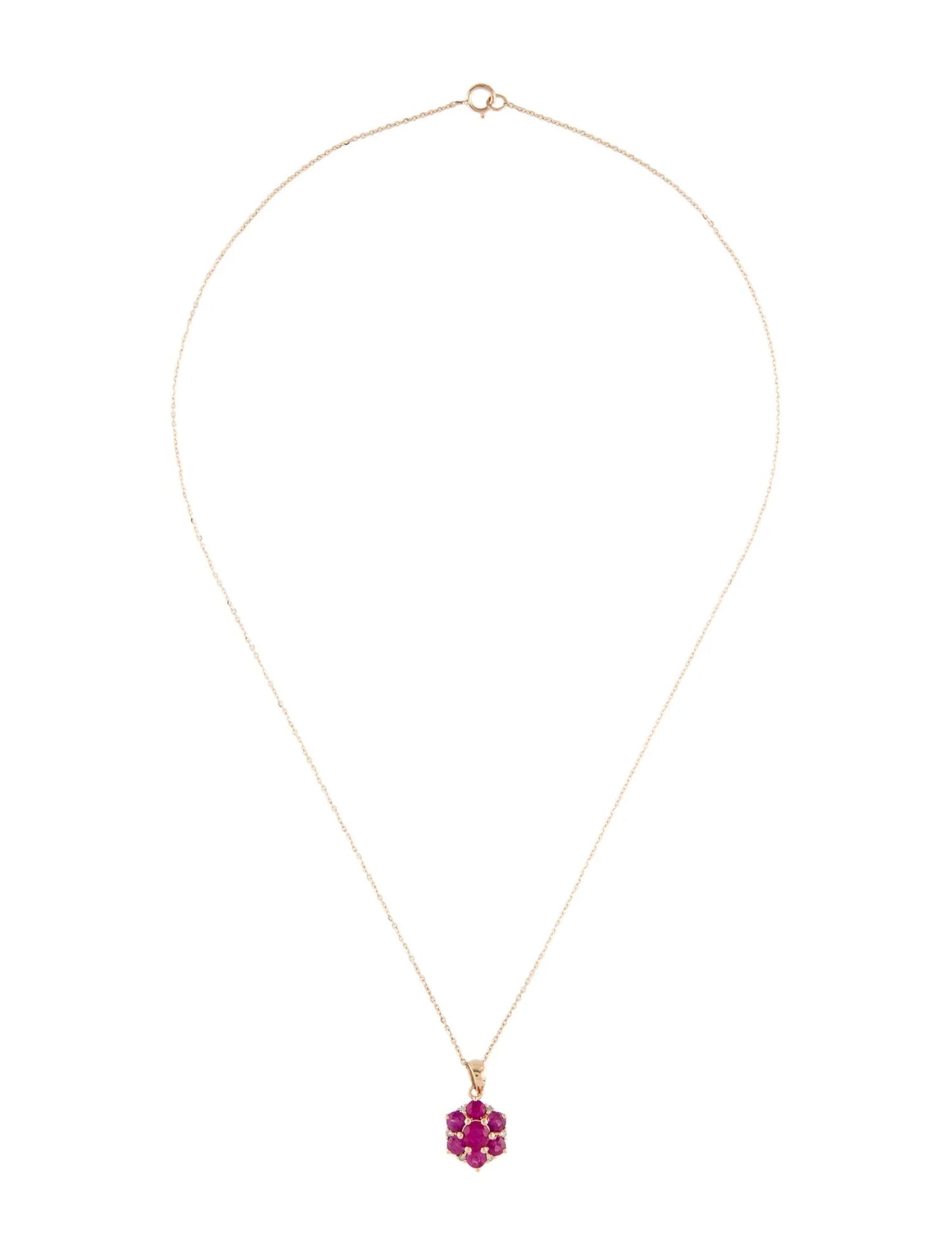 14K 1.09ctw Ruby & Diamond Pendant Necklace