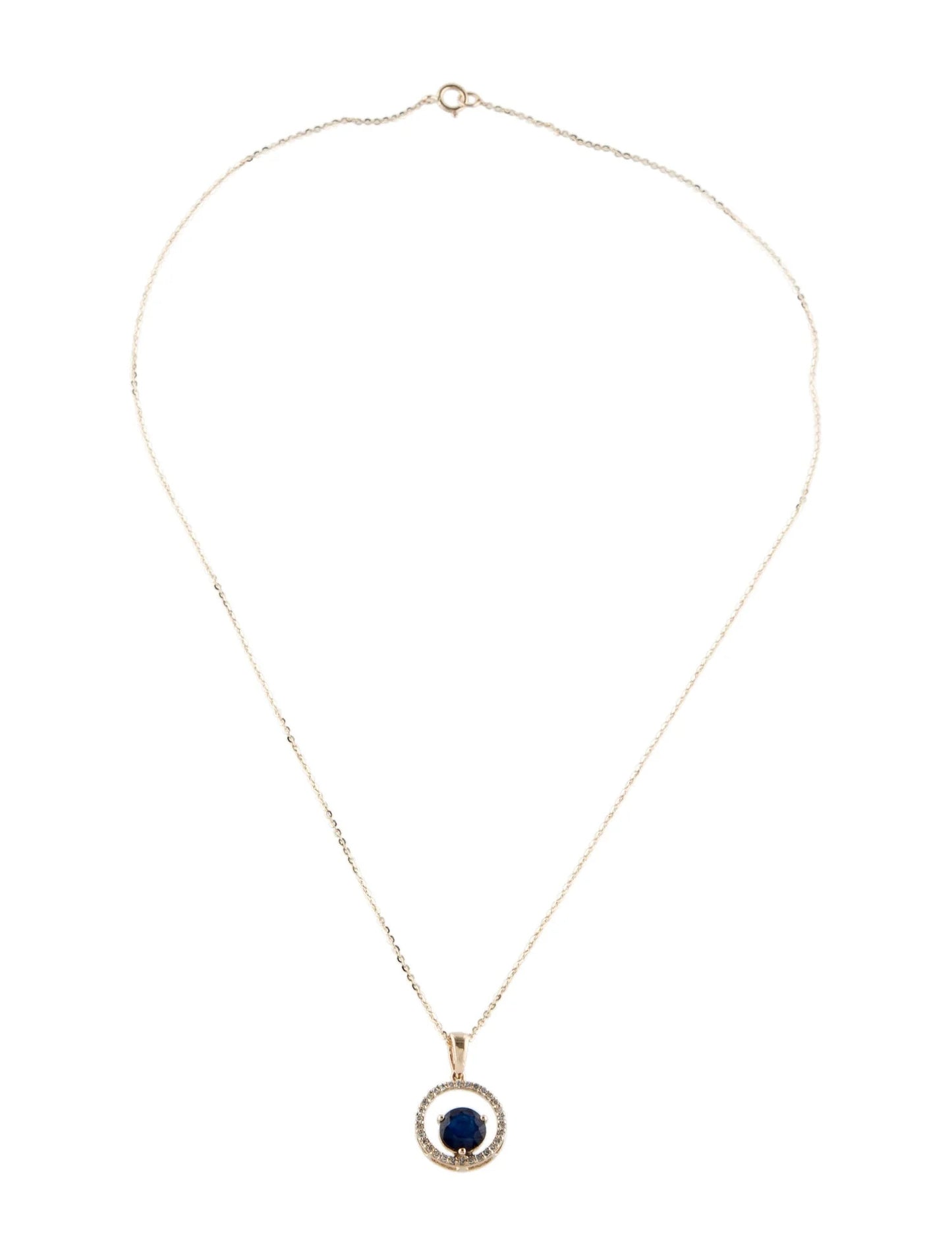 14K Sapphire & Diamond Pendant Necklace