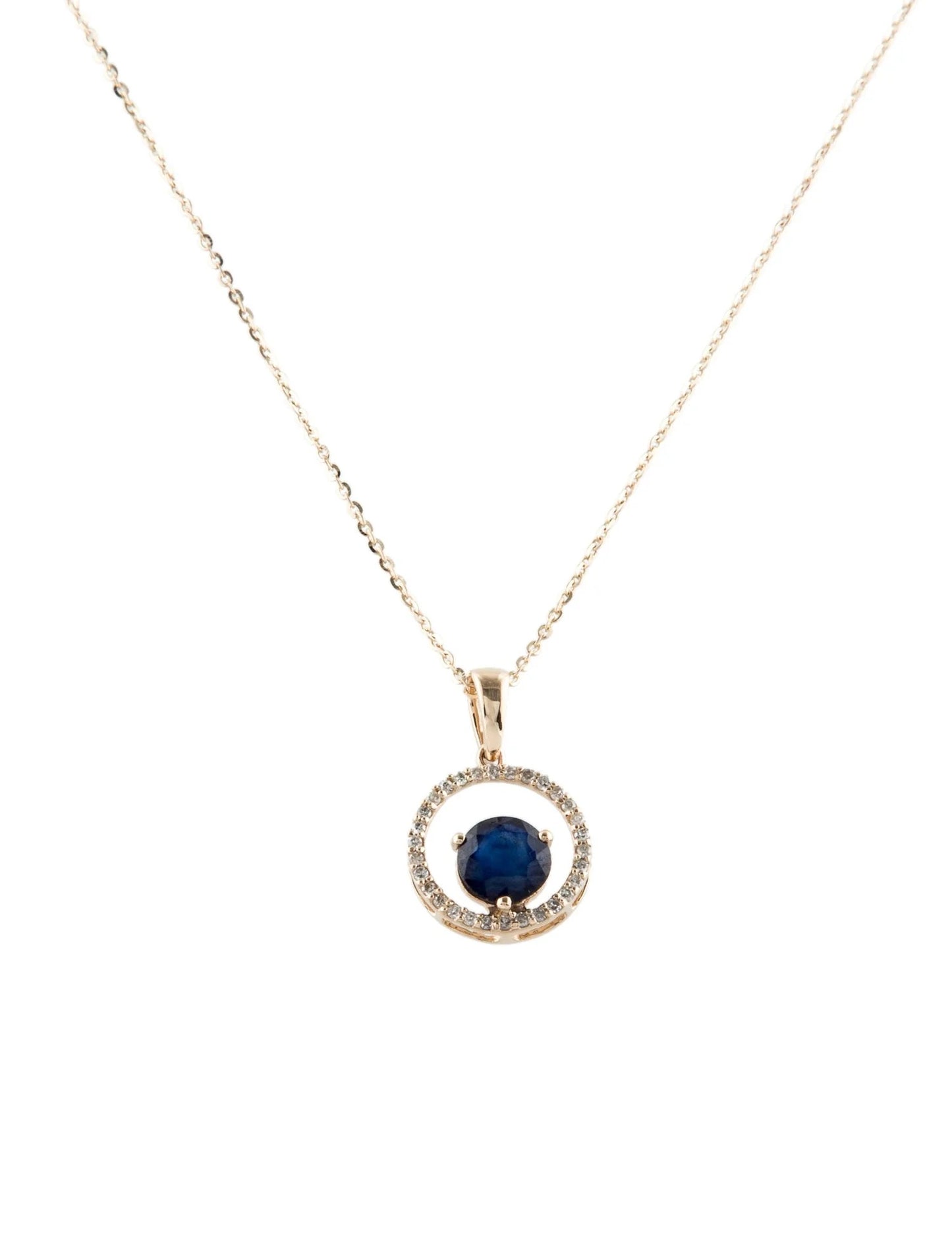 14K Sapphire & Diamond Pendant Necklace