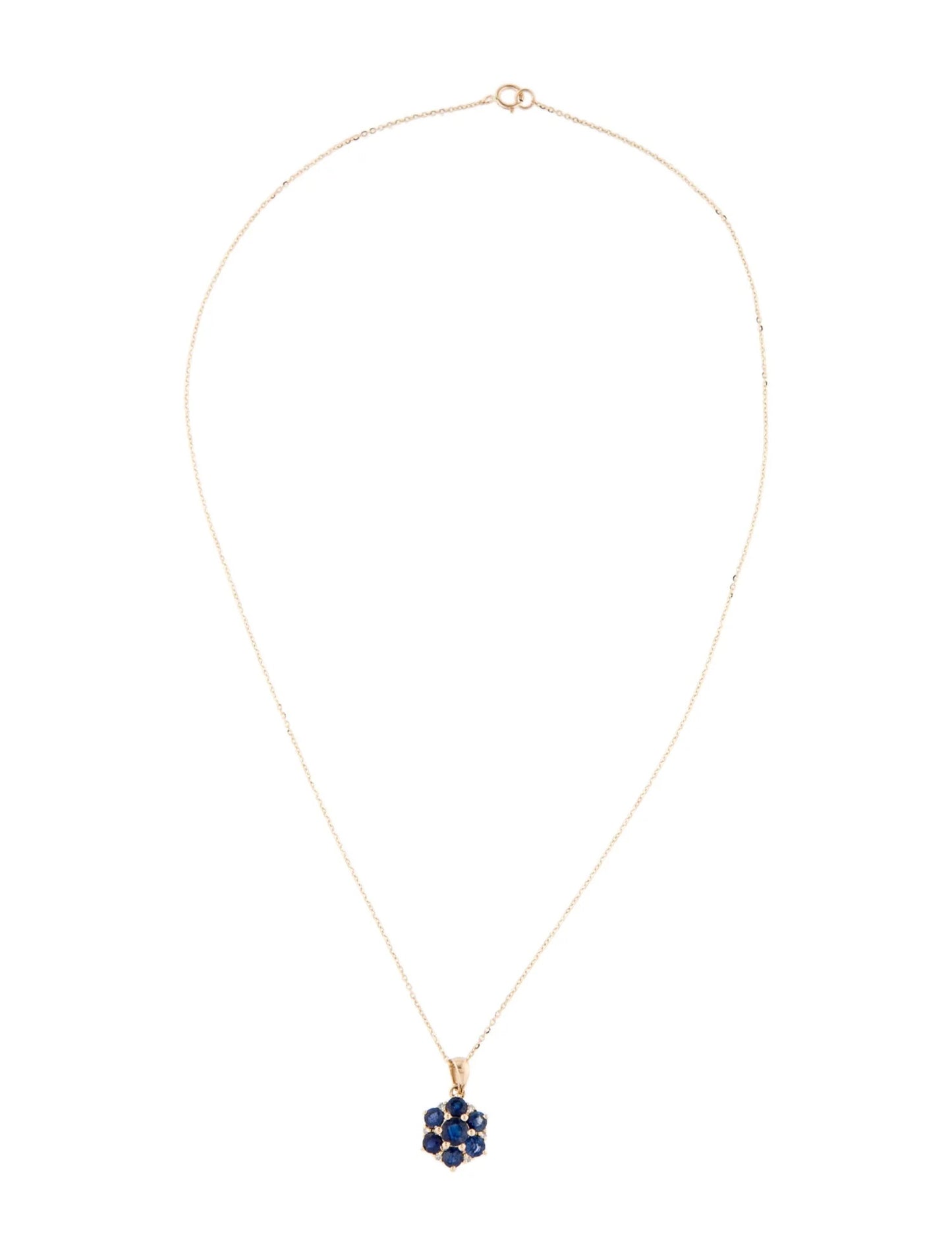 14K Sapphire Flower Pendant Necklace