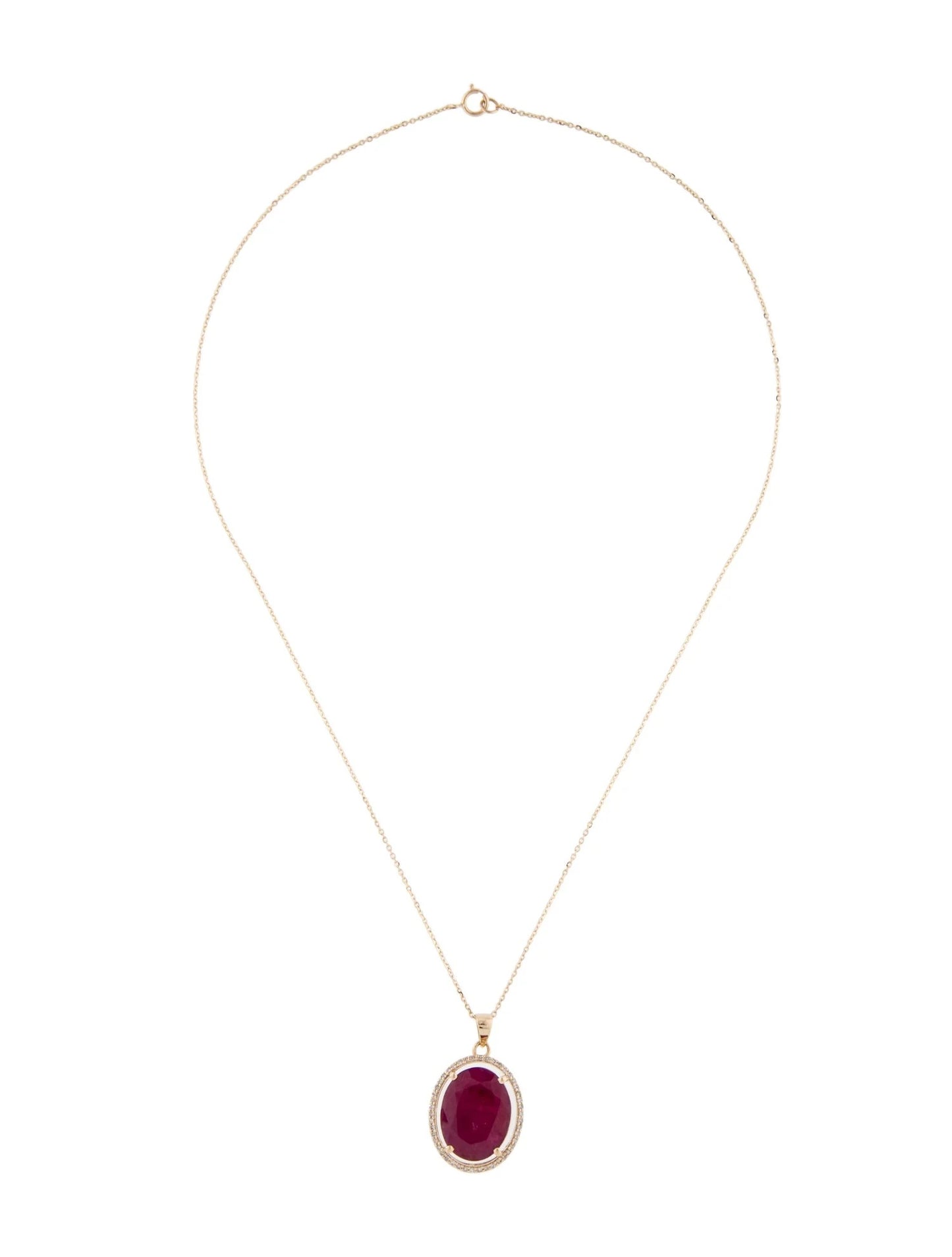 14K Ruby & Diamond Pendant Necklace