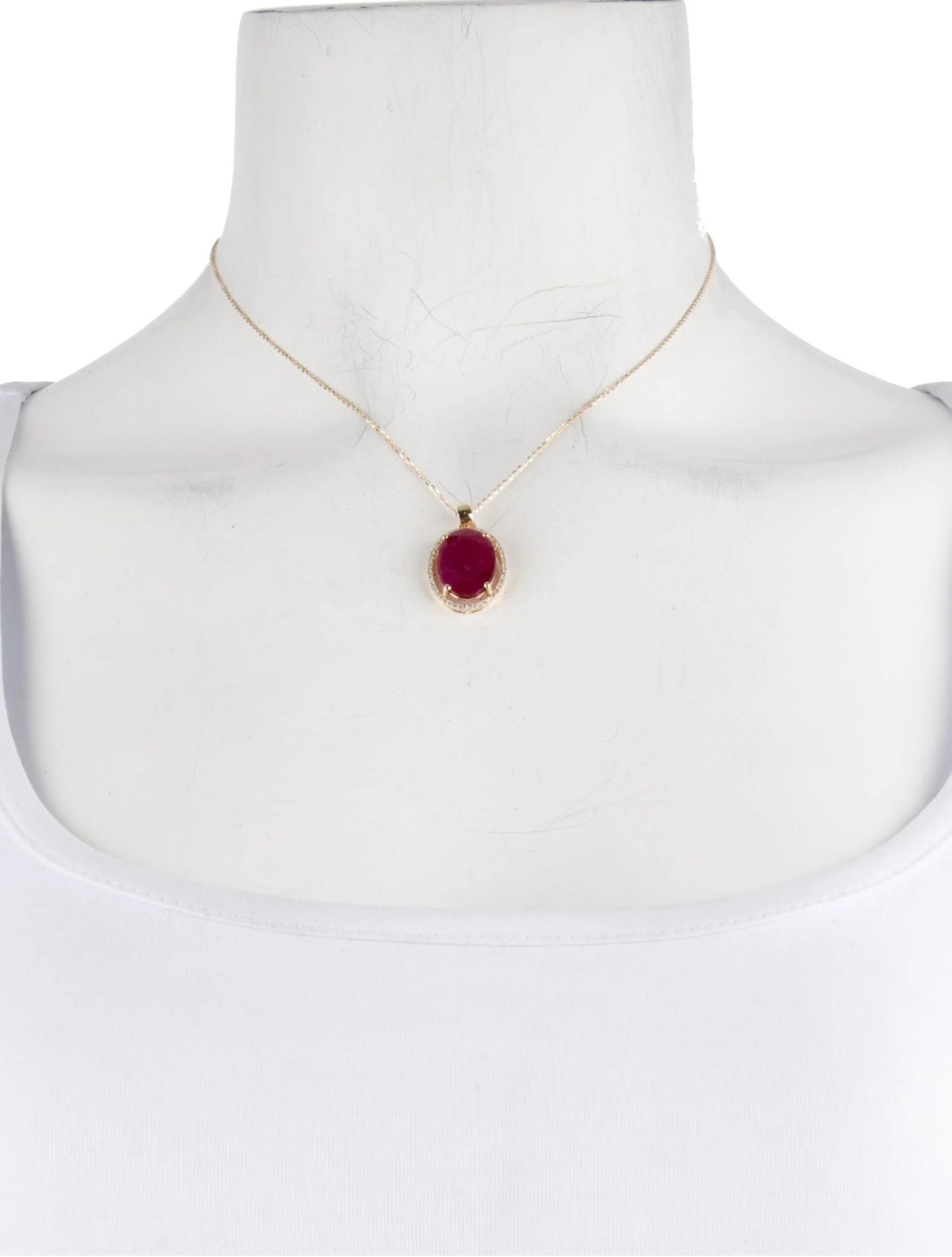 14K Ruby & Diamond Pendant Necklace