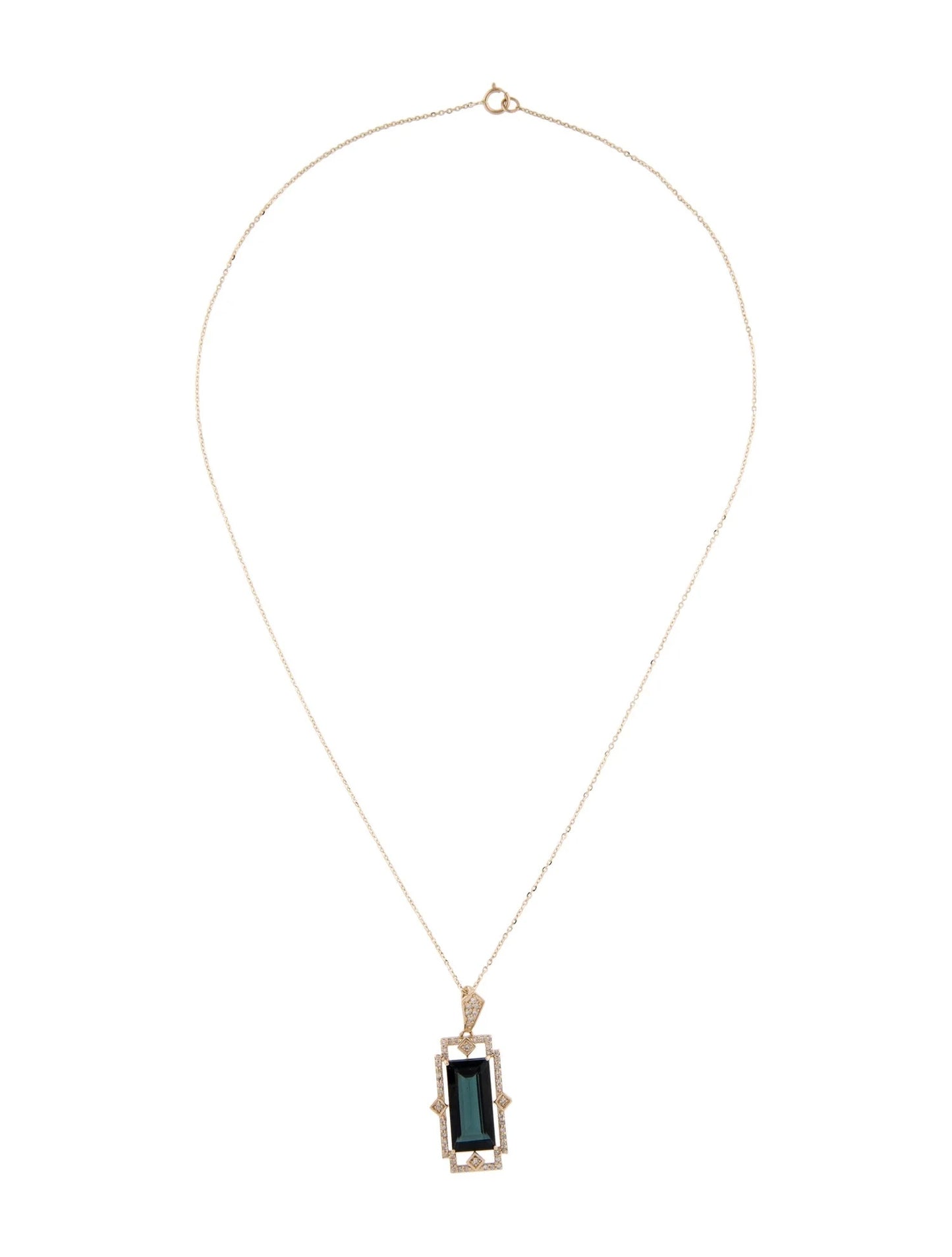 14K Tourmaline & Diamond Pendant Necklace
