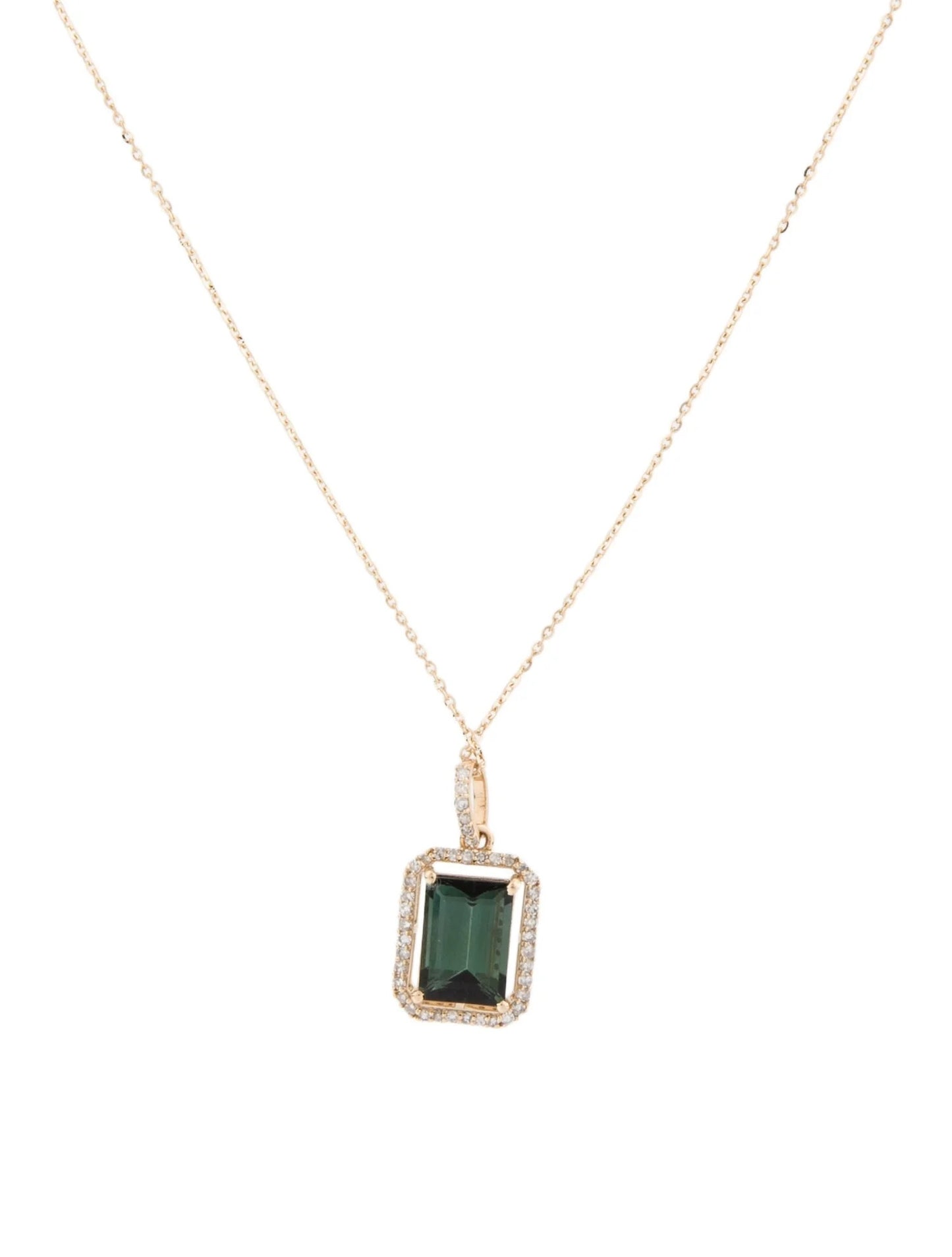 14K Tourmaline & Diamond Pendant Necklace